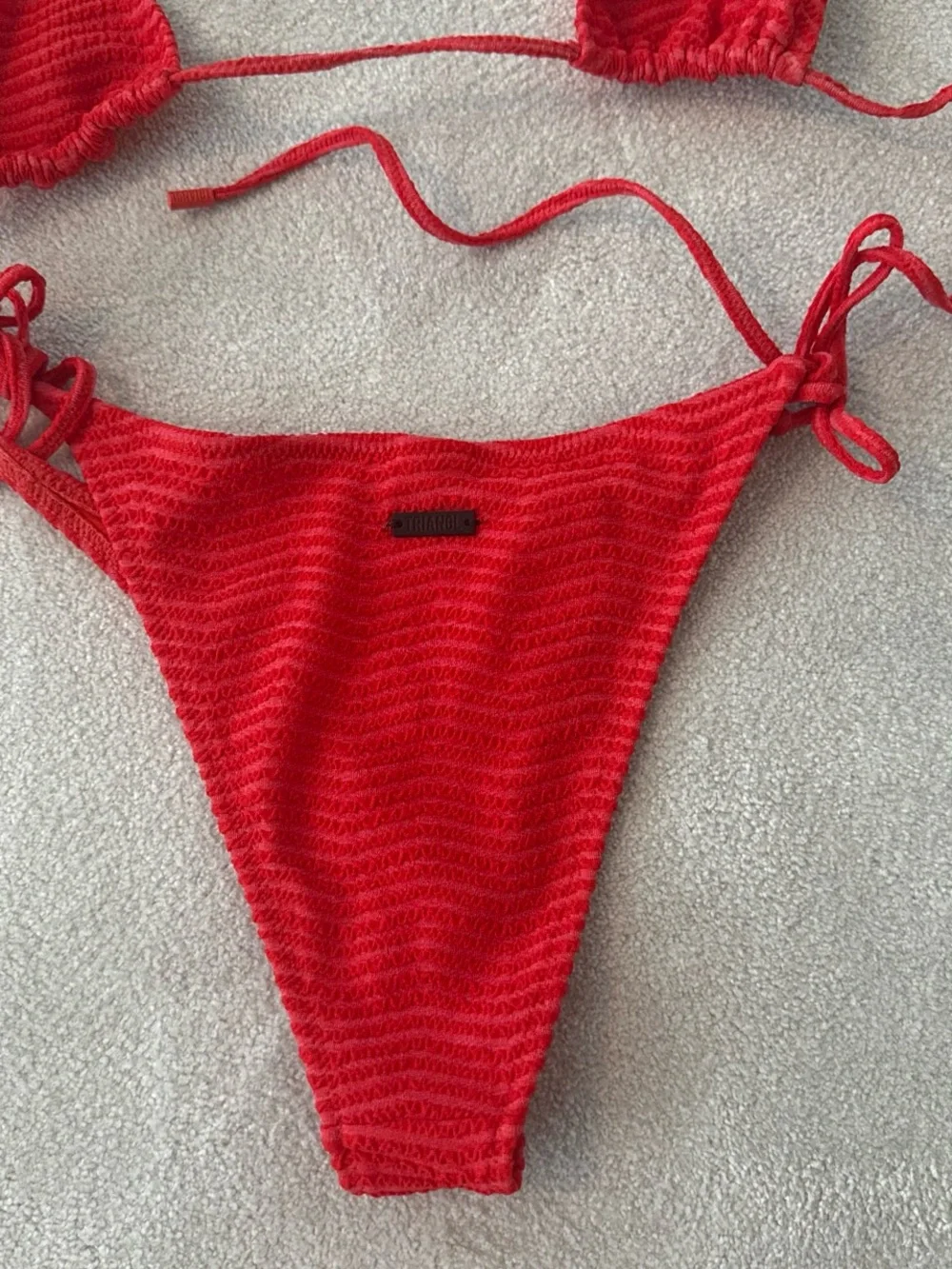 triangl swimwear Red Textured String Bikini size small bottom xs top